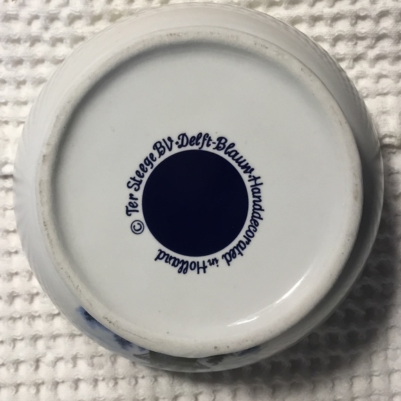 Delft Blue Bowl Small Hand Painted Holland Windmill Scene 4”~ Vintage - Picture 4 of 6